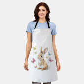Cute Easter Bunny Rabbit Butterfly T-Shirt エプロン (着用した状態)