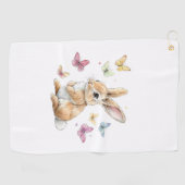 Cute Easter Bunny Rabbit Butterfly T-Shirt ゴルフタオル (横)