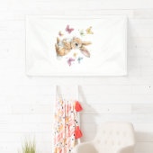 Cute Easter Bunny Rabbit Butterfly T-Shirt 横断幕 (インサイチュ)