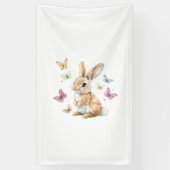 Cute Easter Bunny Rabbit Butterfly T-Shirt 横断幕 (縦)