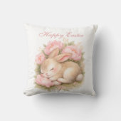 Cute Easter Bunny Rabbit Pink Blush Peony クッション (正面)