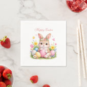 Cute Easter Bunny Rabbit Pink Blush Peony スタンダードカクテルナプキン (インサイチュ)
