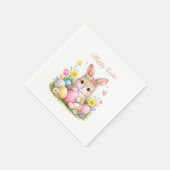 Cute Easter Bunny Rabbit Pink Blush Peony スタンダードカクテルナプキン (角)