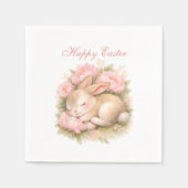 Cute Easter Bunny Rabbit Pink Blush Peony スタンダードカクテルナプキン (正面)