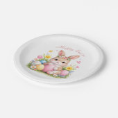 Cute Easter Bunny Rabbit Pink Blush Peony ペーパープレート (アングル)