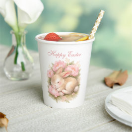 Cute Easter Bunny Rabbit Pink Blush Peony 紙コップ