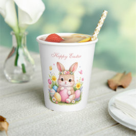 Cute Easter Bunny Rabbit Pink Blush Peony 紙コップ
