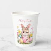 Cute Easter Bunny Rabbit Pink Blush Peony 紙コップ (正面)