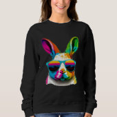 Cute Easter Bunny Rabbit wearing Sunglasses スウェットシャツ (正面)