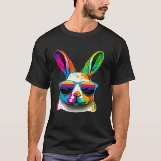 Cute Easter Bunny Rabbit wearing Sunglasses Tシャツ (正面)