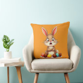 Cute Easter Bunny Sitting with Chocolate almofada クッション (椅子)