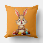 Cute Easter Bunny Sitting with Chocolate almofada クッション (正面)