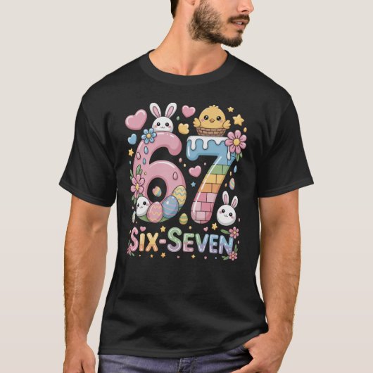 Cute Easter Bunny Six Seven Birthday Design Tシャツ (正面)