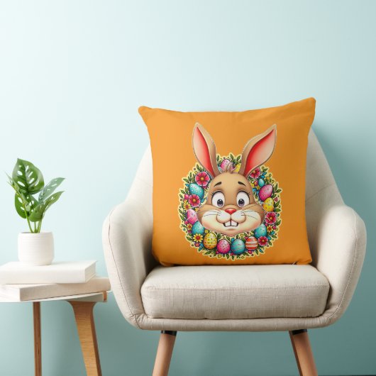 Cute Easter Bunny – Spring Flowers almofada クッション (椅子)