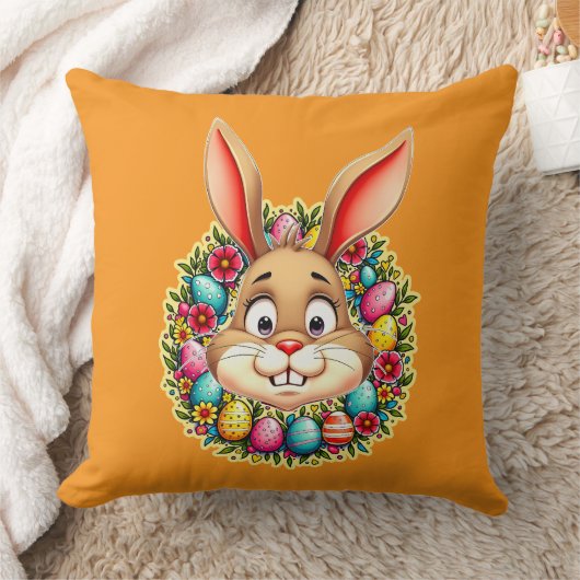 Cute Easter Bunny – Spring Flowers almofada クッション (ブランケット)