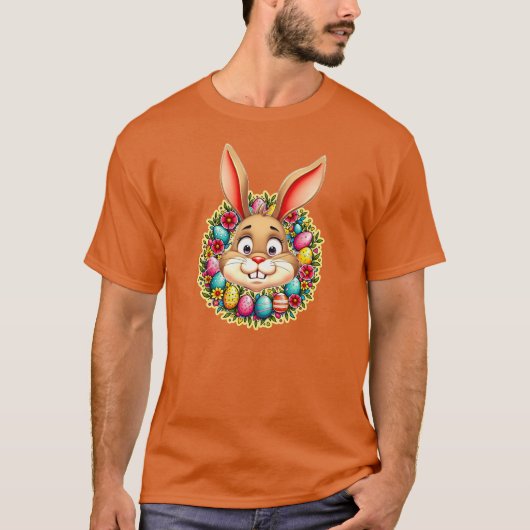 Cute Easter Bunny – Spring Flowers - camiseta Tシャツ (正面)