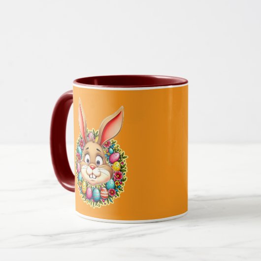 Cute Easter Bunny – Spring Flowers caneca マグカップ (正面左)