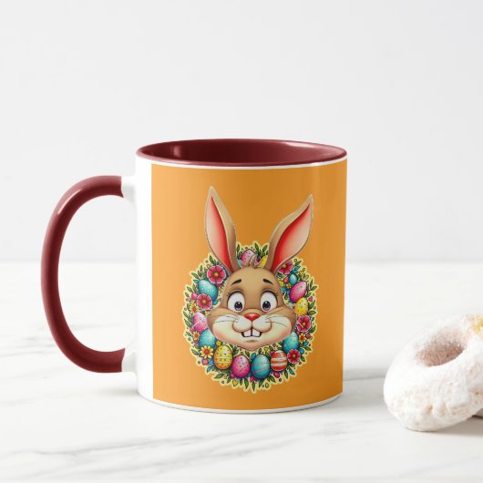 Cute Easter Bunny – Spring Flowers caneca マグカップ (ドーナツ)