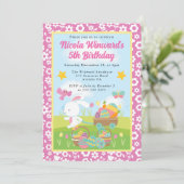 Cute Easter Bunny Spring Kids Birthday  招待状 (スタンド正面)