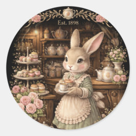 Cute Easter Bunny Tea shop- Cottagecore Rabbit  ラウンドシール