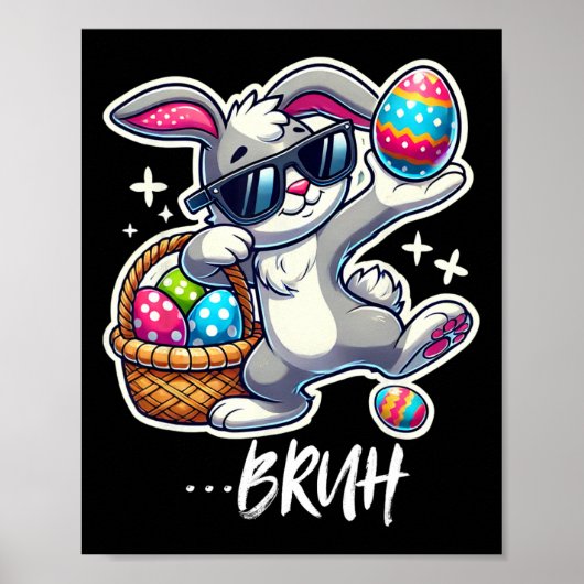 Cute Easter Bunny Tee Adorable Rabbit Shirt For Bo ポスター (正面)