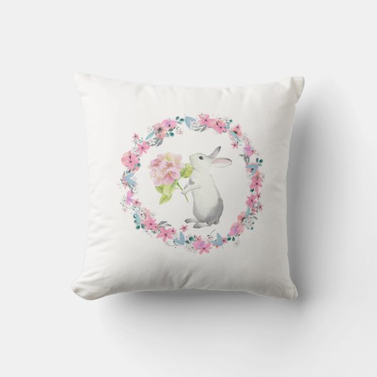 Cute Easter Bunny Throw Pillow クッション (正面)