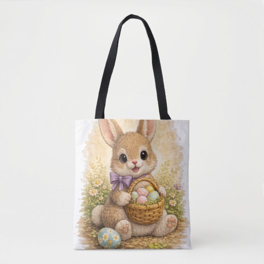 Cute Easter Bunny Tote Bag Kawaii Rabbit トートバッグ (正面)