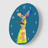 Cute Easter bunny watercolor art ラージ壁時計 (傾斜)