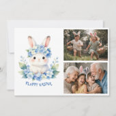 Cute Easter Bunny Watercolor Hydrangea 2 Photo シーズンカード (正面)