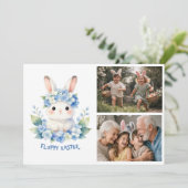 Cute Easter Bunny Watercolor Hydrangea 2 Photo シーズンカード (スタンド正面)