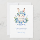 Cute Easter Bunny Watercolor Hydrangea Photo シーズンカード (正面)