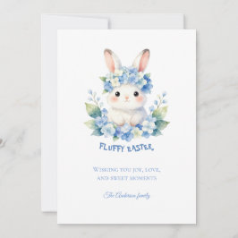 Cute Easter Bunny Watercolor Hydrangea Photo シーズンカード