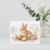 Cute Easter Bunny Watercolor Postcard シーズンポストカード (スタンド正面)