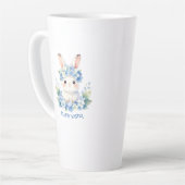 Cute Easter Bunny Watercolor with Hydrangea カフェラテマグ (左アングル)