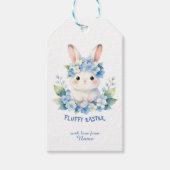 Cute Easter Bunny Watercolor with Hydrangea ギフトタグ (正面)
