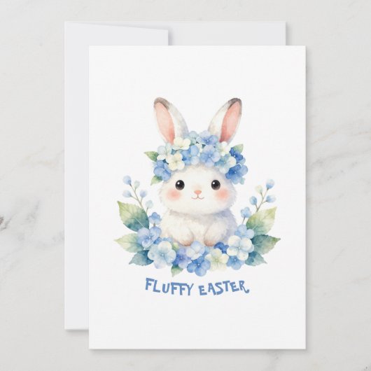 Cute Easter Bunny Watercolor with Hydrangea シーズンカード (正面)