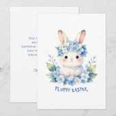 Cute Easter Bunny Watercolor with Hydrangea シーズンカード (正面/裏面)