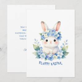 Cute Easter Bunny Watercolor with Hydrangea シーズンカード
