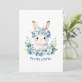 Cute Easter Bunny Watercolor with Hydrangea シーズンカード (スタンド正面)