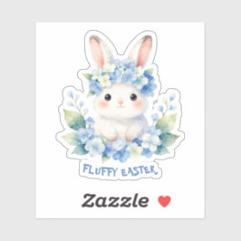 Cute Easter Bunny Watercolor with Hydrangea シール