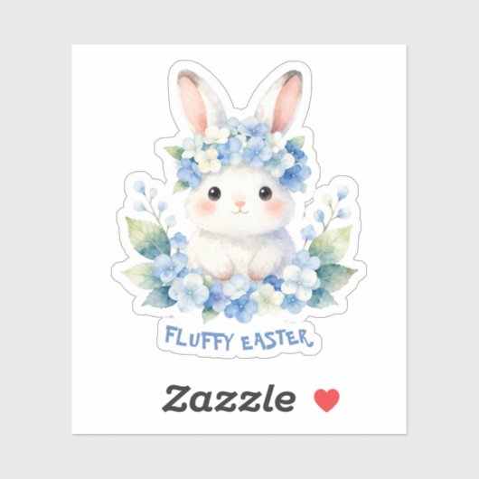 Cute Easter Bunny Watercolor with Hydrangea シール (シート)