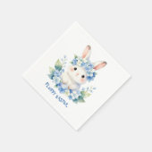 Cute Easter Bunny Watercolor with Hydrangea スタンダードカクテルナプキン (角)