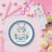 Cute Easter Bunny Watercolor with Hydrangea ペーパープレート (パーティー)