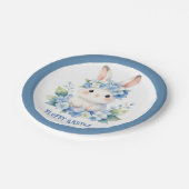 Cute Easter Bunny Watercolor with Hydrangea ペーパープレート (アングル)