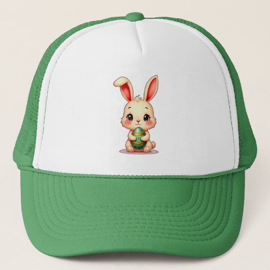 Cute Easter Bunny with Chocolate Egg boné キャップ (正面)