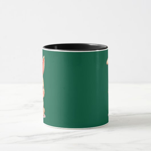 Cute Easter Bunny with Chocolate Egg caneca マグカップ (中央)