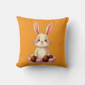 Cute Easter Bunny with Chocolate Eggs almofada クッション (正面)
