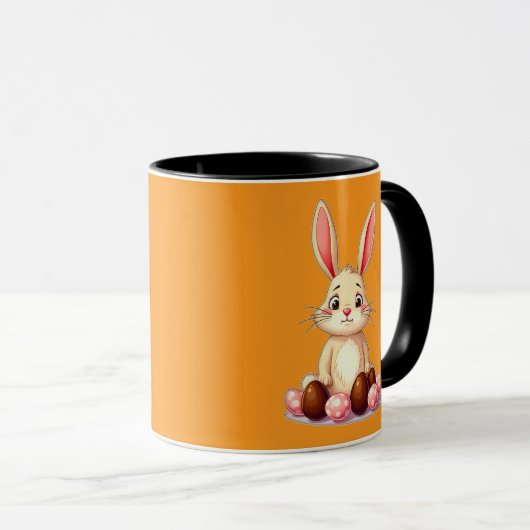 Cute Easter Bunny with Chocolate Eggs caneca マグカップ (正面右)