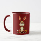 Cute Easter Bunny with Chocolate Eggs - caneca マグカップ (左)
