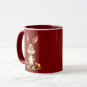 Cute Easter Bunny with Chocolate Eggs - caneca マグカップ (正面左)